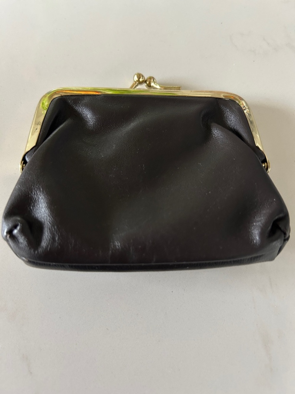 Vintage Leather Kiss-Lock Coin Purse - Black , Buxton - Picture 3 of 5